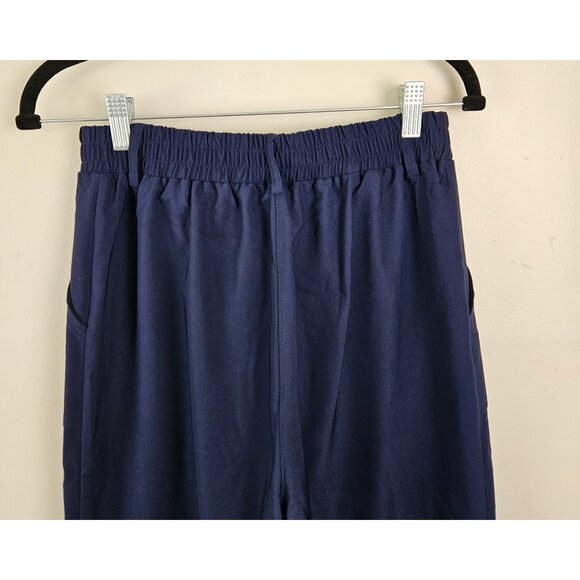 Grace Karin Womens High Waist Pants Size Medium Belt Fold-Up Leg Opening Navy - Picture 7 of 11